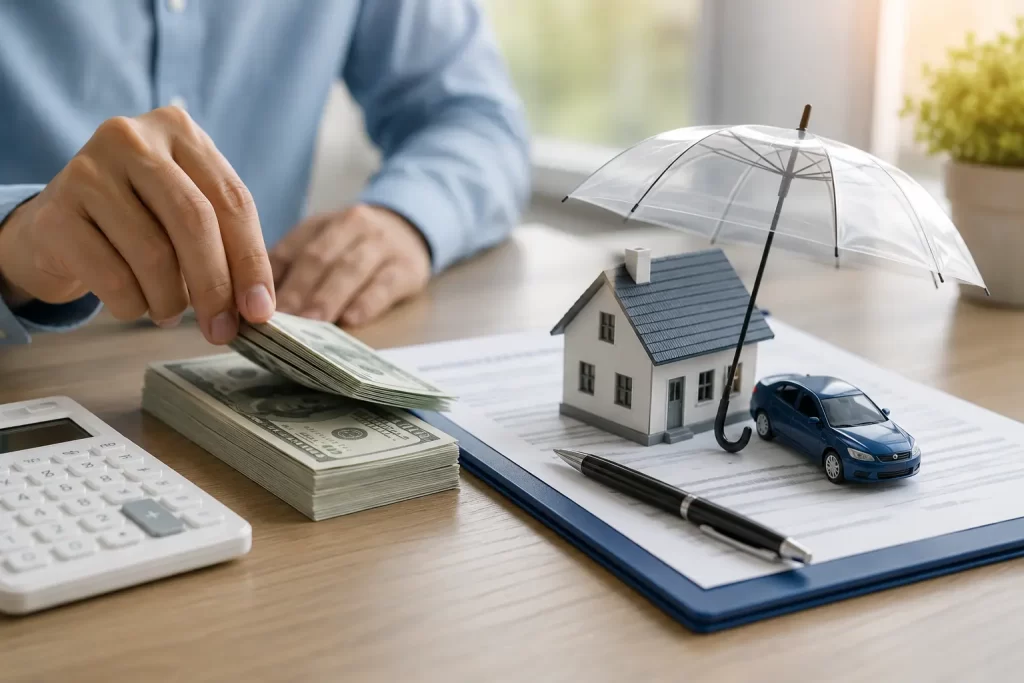 person reviewing insurance policy deductible and coverage details