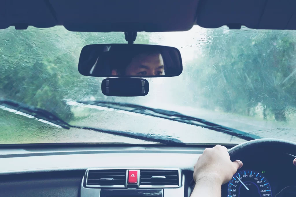 car driving safely during heavy rain in the Philippines